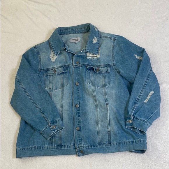 Distressed Blue Denim Jacket Sixe 3X - Picture 1 of 11